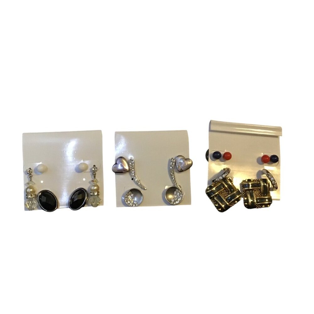 Lot Of 10 Vintage Pierced Earrings In Mixed Styles & Colors (1344) - Picture 2 of 7